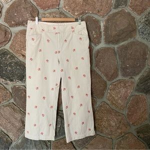 🌺Tommy Hilfiger striped summer pants with floral embroidery
